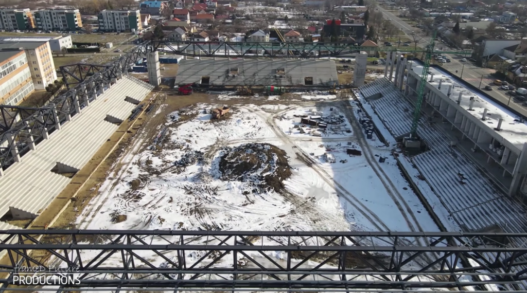 VIDEO Stadiul lucrărilor la noul stadion „Eroii Timișoarei”, primul stadion care se construiește în Timișoara după Revoluție / Urmează și al doilea stadion, „Dan Păltinișanu”